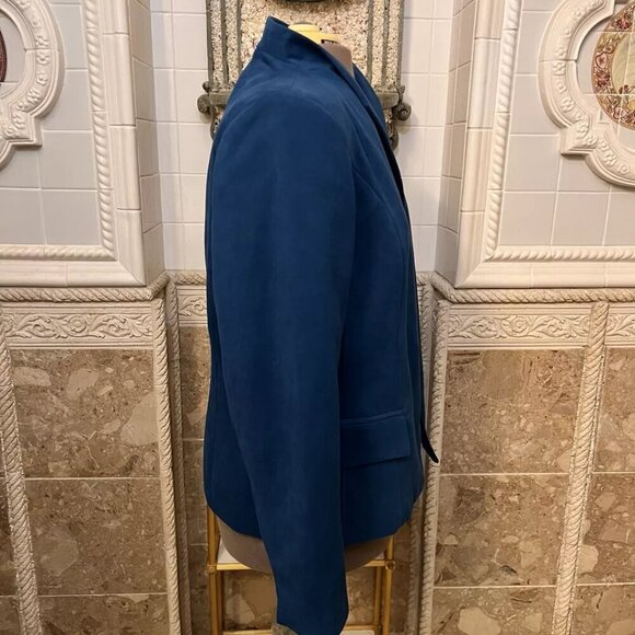 Investments. Size 16. Suede Cloth. Blue. Open Front. Lined. Jacket. LO - Picture 4 of 6